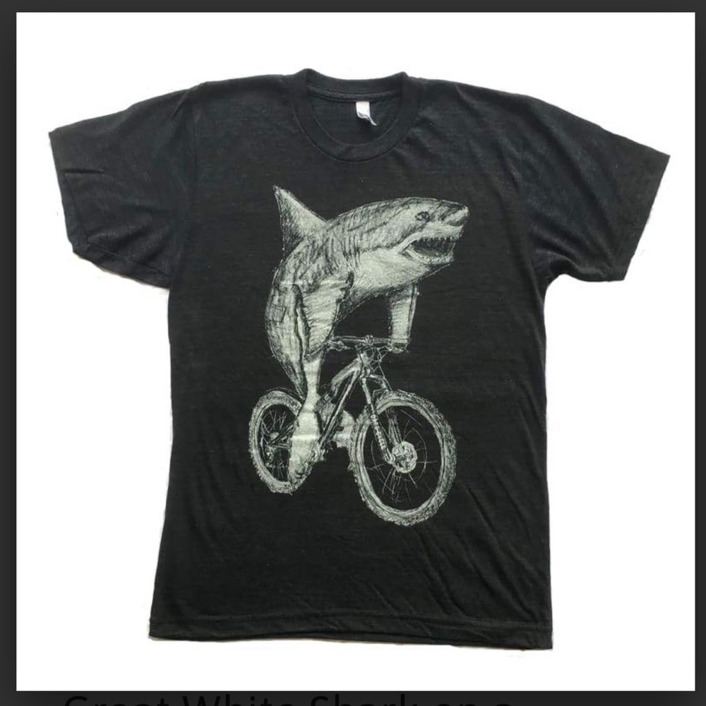 Black Graphic Tee with Shark Design